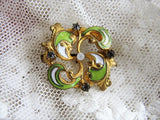 BEAUTIFUL French Art Nouveau Brooch Enamel and Stones Small Antique Pin Suitable For French Bru Bebe Doll Antique Jewelry
