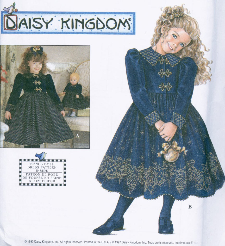 Vintage Simplicity 7788 Daisy Kingdom Toddler Little Girls and Doll Dress Pattern So SWEET UNCUT