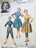 50s Halter Apron Dress Capri Pants and Blouse Pattern ADVANCE 5992 American Designer Jeanne Campbell Bust 32 Vintage Sewing Pattern