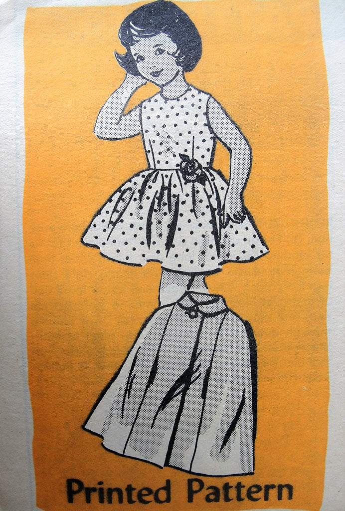 60s Vintage CHARMING Childs Sleeveless Dress and Cape Coat Anne Adams Pattern 4529 Sewing Pattern Chest 28