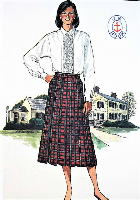 Vintage 1980s Butterick 3400 Skirt and Blouse Pattern Designer J.G. Hook  Pleated Side Button Skirt  Size 12 FACTORY FOLDED Vintage Sewing Pattern