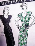 1940s Evening Gown or Cocktail Party Dress Pattern BUTTERICK 3684 Bust 34 Stunning Vintage Sewing Pattern