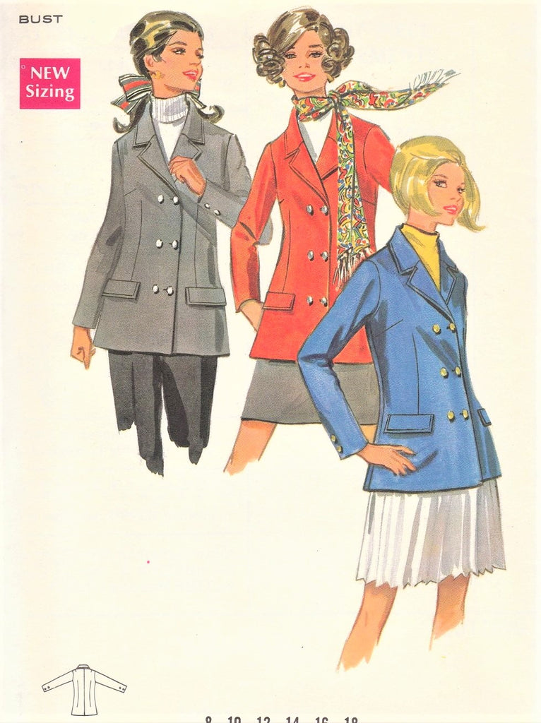 1960s CLASSY Blazer Jacket Pattern BUTTERICK 5449 Classic Design Coat Jacket Bust 38 Vintage Sewing Pattern UNCUT