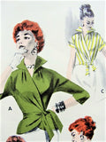 50s FABULOUS Wrap Around Blouse Quick n Easy Pattern BUTTERICK 7640 Wing Collar or V Neckline Side Wrap Overblouse or Tuck In Day or Evening,Very Claire McCardell,Bust 34 Vintage Sewing Pattern