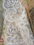 20s Antique DECO French Tulle Net Lace TAMBOR Embroidered Collar Dickey Applique Flapper Downton Abbey Bridal Vintage Clothing Never Used