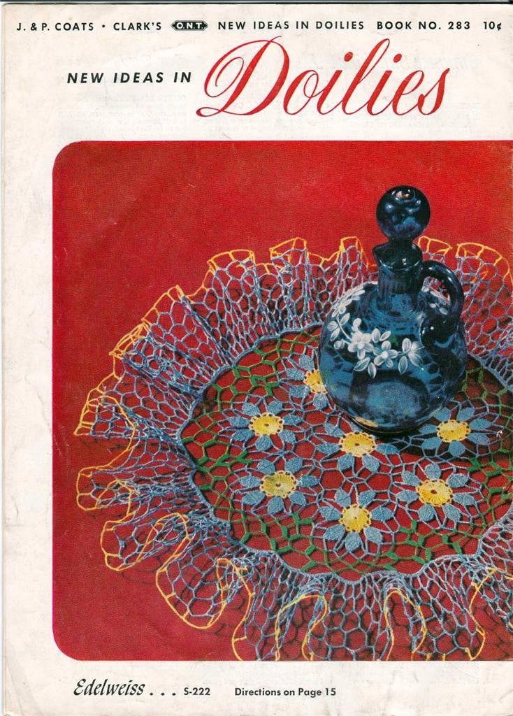 1950s Crochet Craft Book Mid Century Decor J and P Coats Clarks # 283 New Ideas in Doilies