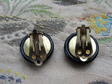 LOVELY Vintage 1950s French Jet Clip On Earrings Faceted Black Glass Clip Ons Costume Jewelry