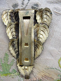 STUNNING Art Deco Large Dress or Fur Clip Aged Gold Metal Leaf Motifs Flapper Era Vintage Costume Jewelry