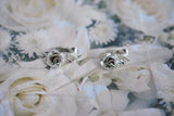 Vintage 60s Silver Tone ROSES Rose Flowers Figural Earrings Vintage Costume Jewelry
