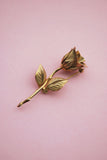 1960s Rose Brooch Vintage Jewelry  60s Gold-Tone Floral Costume Jewellery