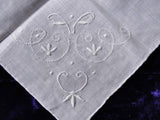 1930s Vintage Fine Hand Embroidered Hankie Handkerchief White Work Embroidery Wedding Bridal Bridesmaids Special Hanky