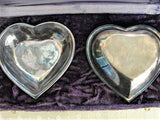 1940s LOVELY Pair of Silver HEART Dishes in Original Purple Velvet Presentation Box Perfect VALENTINE Present