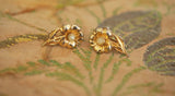 1950s Sterling with Gold Wash and Pearl Flower Earrings Vintage Screw Back Earrings