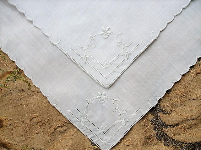 VINTAGE Wedding Handkerchief  Drawn Thread and Raised WhiteWork Embroidery Beautiful Bridal Hankie Stunning Madeira Linen Hanky