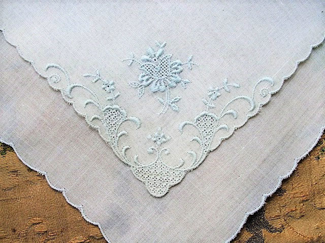 BEAUTIFUL Appenzell Baby Blue Embroidery Hankie Handkerchief Fine Embroidery Work Wedding Bridal Bridesmaid Special Hanky Something Blue