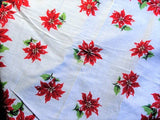 1950s COLORFUL Christmas Vintage Handkerchief Holiday Printed Hankerchief Red Poinsettas Hankie Xmas Hanky Hankies