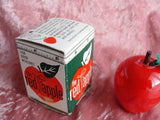 VINTAGE Figural Tape Measure With Original Box The Red Apple With Magnetized Bottom To Pick Needles Up Nifty Collectible Vintage Sewing Tool