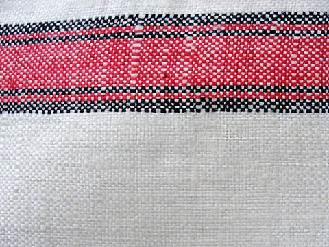 Vintage Linen French Torchons, Kitchen Tea Towel, Red Stripe Linens, French Farmhouse Cuisine Never Used Vintage Linens