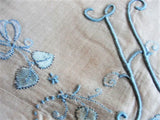 BEAUTIFUL Vintage Madeira Embroidered Applique Satin Flowers Hankie BRIDAL WEDDING Handkerchief Bridal Hanky Monogram H Something Blue