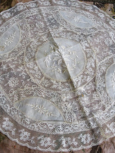 AMAZING Antique French Normandy Lace Pillow Sham Gorgeous Lace Hand White Work Embroidery, Large Lace Boudoir Pillow Case, Chateau Decor