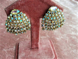 SPARKLING Vintage 1950s Aurora Borealis Rhinestone Earrings Clip On Earrings Vintage Rhinestones Clip Earrings Quality Glamorous Earrings