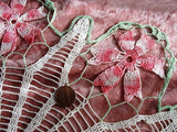 BEAUTIFUL Large Vintage Doily Pink Flowers, Spider Web Like Crocheted Centerpiece, Farmhouse Romantic Cottage Decor, Collectible Doilies
