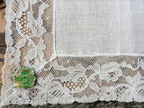 Beautiful Vintage BRIDAL WEDDING Handkerchief Irish Linen ,WIDE French Lace Hankie ,Special Bridal Hanky,Bridal Gift, Collectible Hankies