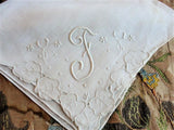 LOVELY Vintage MADEIRA Embroidered Hankie Handkerchief WhiteWork Embroidery Openwork Monogram F Wedding Bridal Bridesmaid Hanky Hankies