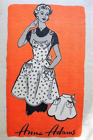 50s PRETTY Apron Pattern ANNE ADAMS 4798 Classic 50s Kitchen Farmhouse Apron Full Bib or Hostess Half Apron Vintage Sewing Pattern