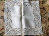 EXCEPTIONAL Vintage BRIDAL Wedding Handkerchief Irish Linen WIDE French Hand Done Lace Hankie Special Bridal Hanky
