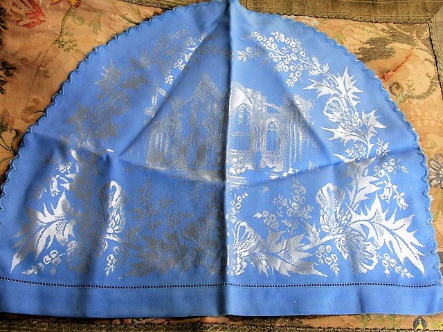 BEAUTIFUL Vintage Tea Cozy Scottish Thistles Design Lovely Blue Damask Linen Tea Cosy Vintage Tea Time Linens Collectable Tea Cosies