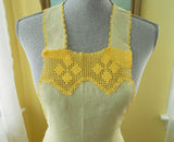 1930s Vintage Apron with Bib Cheerful Yellow Full Apron Hostess Antique Kitchen Decor  Handmade