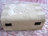 BEAUTIFUL Antique Victorian Box,Embossed Ivory Celluloid Box,Jewelry Box,Dresser Vanity Box,Lovely Design,Ornate Clasp,Collectible Celluloid