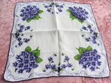 40s VINTAGE Printed VIOLETS Linen Hanky, Colorful Purple Flowers hankie,Handkerchief To Frame,Collectible Hankies,Bridal, Hankies To Collect
