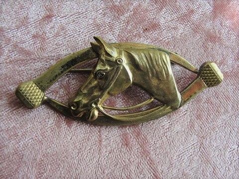 STRIKING Victorian EQUESTRIAN Large Brooch, Horse Horseshoe Nails,Horse Riding Brooch Jewelry,Horse Lover Jewellery,Collectible Horse Brooch