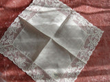 Vintage BRIDAL WEDDING Handkerchief ,Irish Linen, WIDE Lace Hankie, Special Bridal Hanky, Bridal Gift Something Old