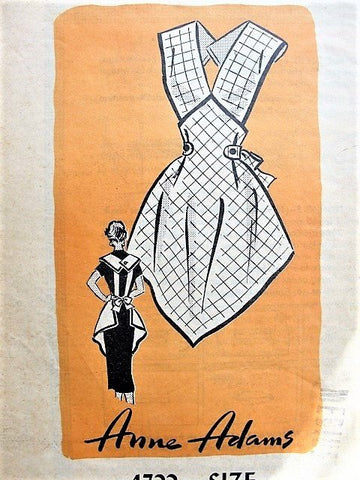 50s PRETTY Apron Pattern ANNE ADAMS 4722 Classic 50s Kitchen Farmhouse Apron Medium Size Vintage Sewing Pattern