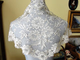 GORGEOUS Antique Silk Lace Shawl,Chantilly Lace, Bridal Shawl, Bridal Scarf, Mantilla, Head Scarf, Vintage Clothing, Lovely Lace