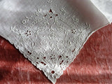 1930s Vintage MADEIRA Hand Embroidered Hankie Handkerchief White Work Embroidery FLORAL Openwork Wedding Bridal Bridesmaids Special Hanky