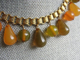 ART DECO Bakelite Fruit Strand Necklace, Eye Catching Bead Necklace,Luminous Apple Juice, Butterscotch, Green,Collectible Costume Jewelry