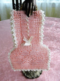 ADORABLE Antique Pink Crochet Little Girls Purse, Perfect Wedding Flower Girl Bag, Pretty Rosy Pink,Edged White,Hand Made Crochet Lace Purse