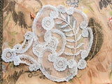 BEAUTIFUL Antique PRINCESS Lace Applique, Victorian, Edwardian, Large Applique, Creamy white Lace,Netted Lace Wedding Gown, Edwardian Whites