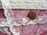 Antique BEAUTIFUL French Lace, Cotton Trim, Dainty Lace,For Dolls, Christening Gowns, Baby Bonnets,Bridal Heirloom Sewing, Collectible