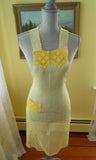 1930s Vintage Apron with Bib Cheerful Yellow Full Apron Hostess Antique Kitchen Decor  Handmade