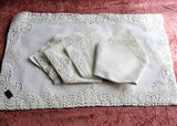 STUNNING Vintage Linen and Swiss Lace Placemats and Napkins Set, Never Used, Fine Dining,Table Linens, Bridal Gift, French Country Cottage
