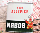 VINTAGE Nabob Spice Tin, Decorative Graphics, Mid Century Spice Tin, Kitchen Decor, French Country, Farmhouse Decor,Hoosier Cabinet Decor