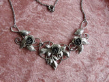 GORGEOUS Vintage Sterling Silver ROSES Necklace, High Quality Silver Necklace,Bridal Necklace,3 D Silver Floral Necklace,Collectible Jewelry