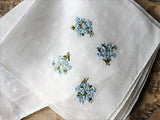 Beautiful BLUE Flowers Vintage Swiss Embroidered Hankie Handkerchief Something Blue Wedding Bridal Bridesmaids Hanky Gifts Vintage Linens