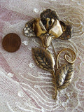 Vintage STATEMENT Gold Metal Brooch, Quality Pin Broach For Hat,Scarf, Blouse,Dress, Coat or Jacket Pin,Large Flower Brooch, Vintage Jewelry