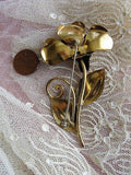 Vintage STATEMENT Gold Metal Brooch, Quality Pin Broach For Hat,Scarf, Blouse,Dress, Coat or Jacket Pin,Large Flower Brooch, Vintage Jewelry